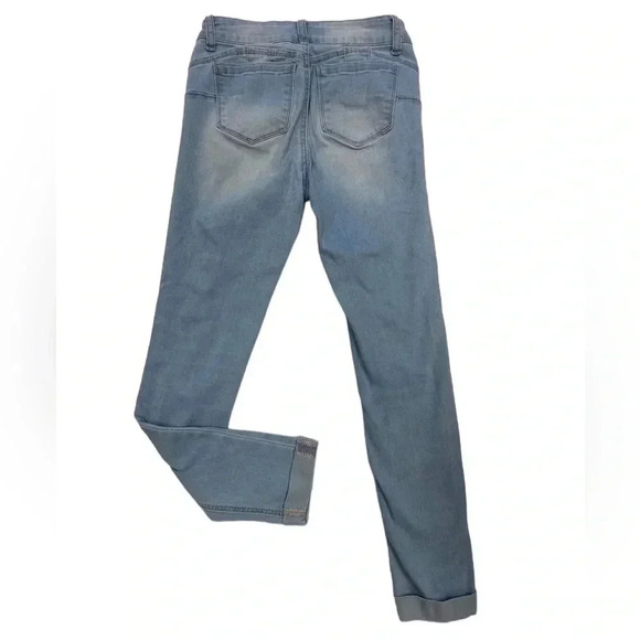 Wax Jeans Butt I Love You Distressed Skinny Light Wash Size 1 - Picture 2 of 7